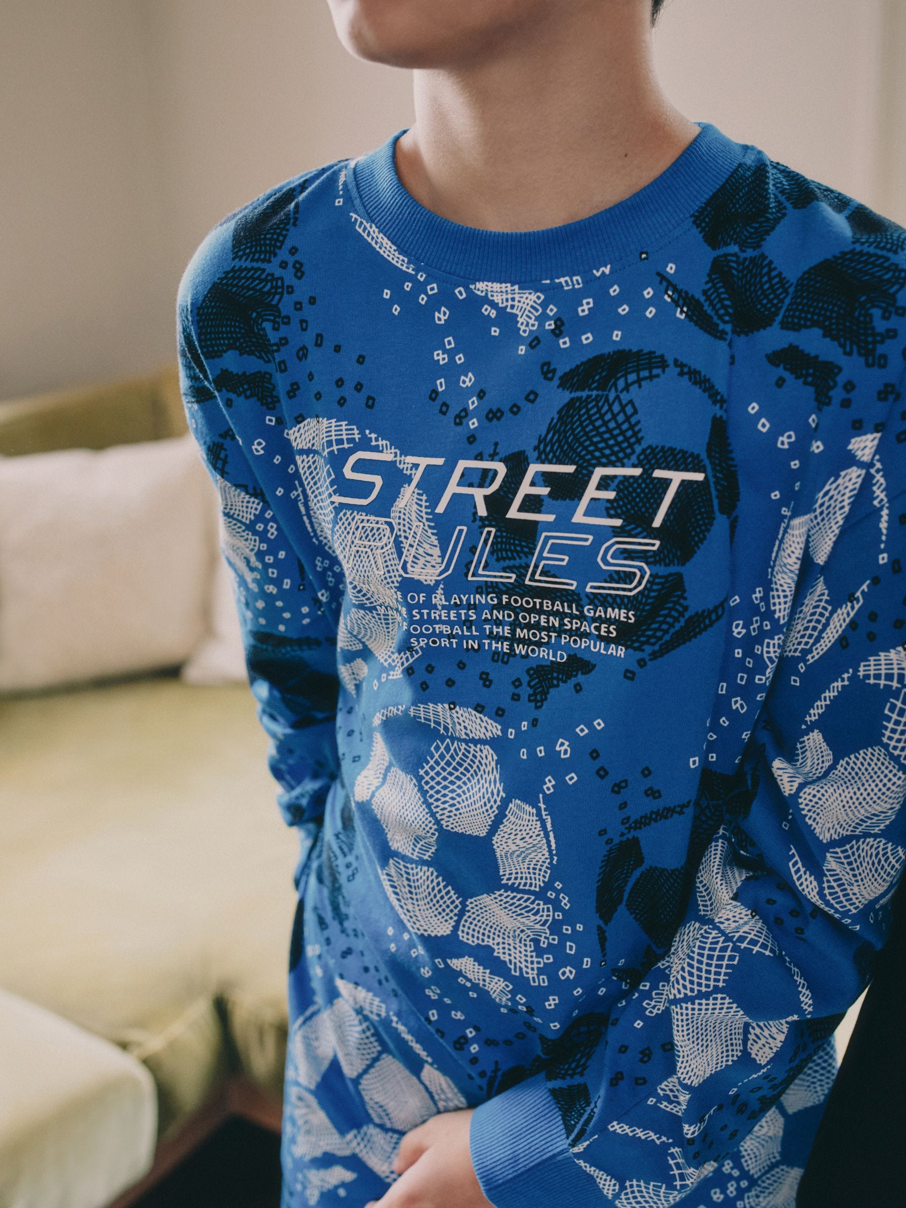 Blue/Black Football Long Sleeve Pyjamas 2 Pack (3-16yrs) image 11