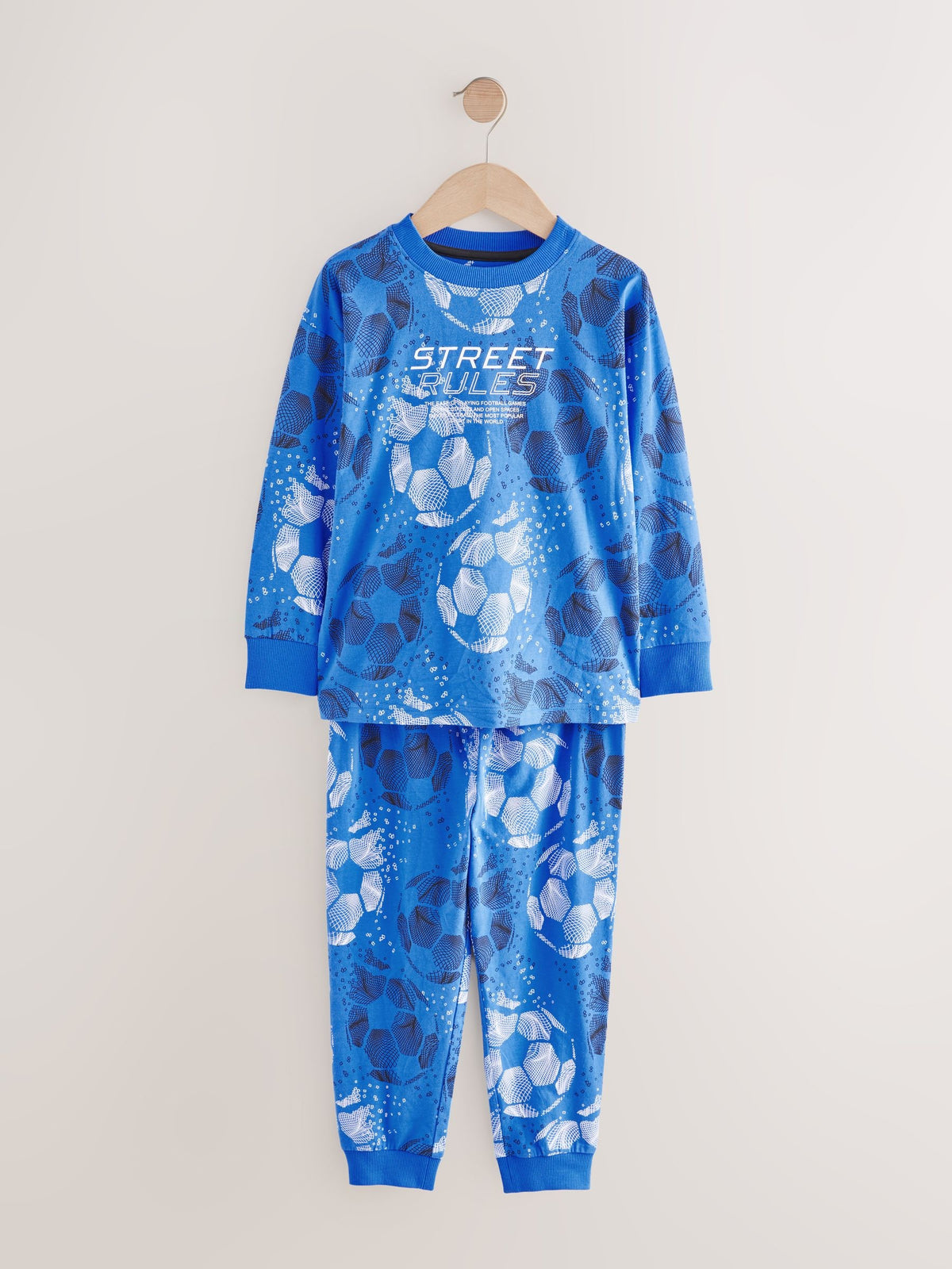 Blue/Black Football Long Sleeve Pyjamas 2 Pack (3-16yrs) - image 9