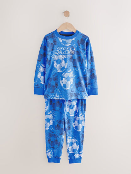 Blue/Black Football Long Sleeve Pyjamas 2 Pack (3-16yrs) - image 9