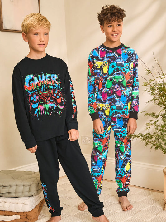 Multi Gamer Long Sleeve Pyjamas 2 Pack (3-16yrs) image 1