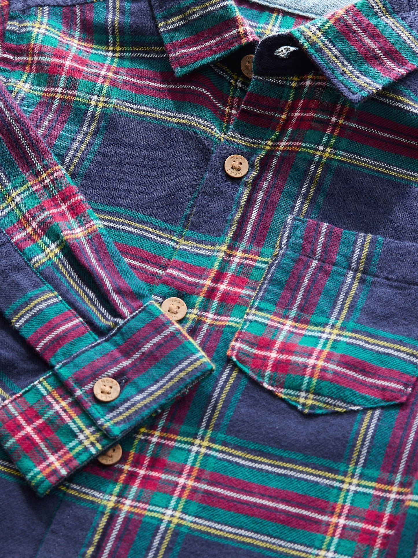 Navy Tartan Check Long Sleeve Christmas Check Shirt (3mths-7yrs)