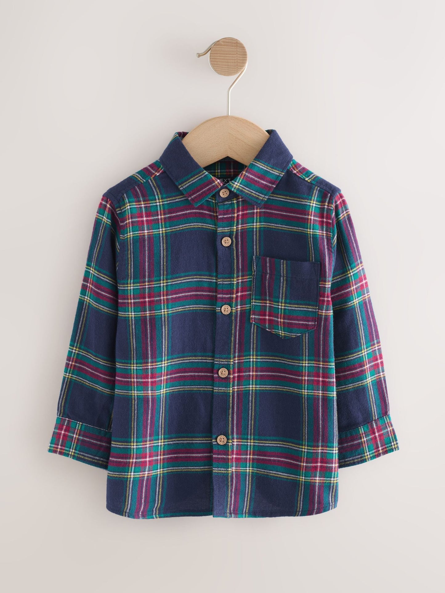 Navy Tartan Check Long Sleeve Christmas Check Shirt (3mths-7yrs)