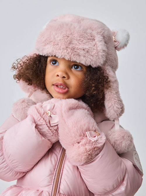 Baker by Ted Baker Bow Pink Faux Fur Trapper Hat image 1