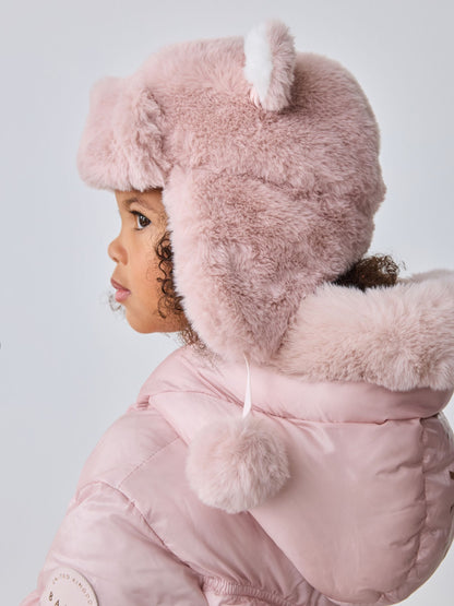 Baker by Ted Baker Bow Pink Faux Fur Trapper Hat image 2