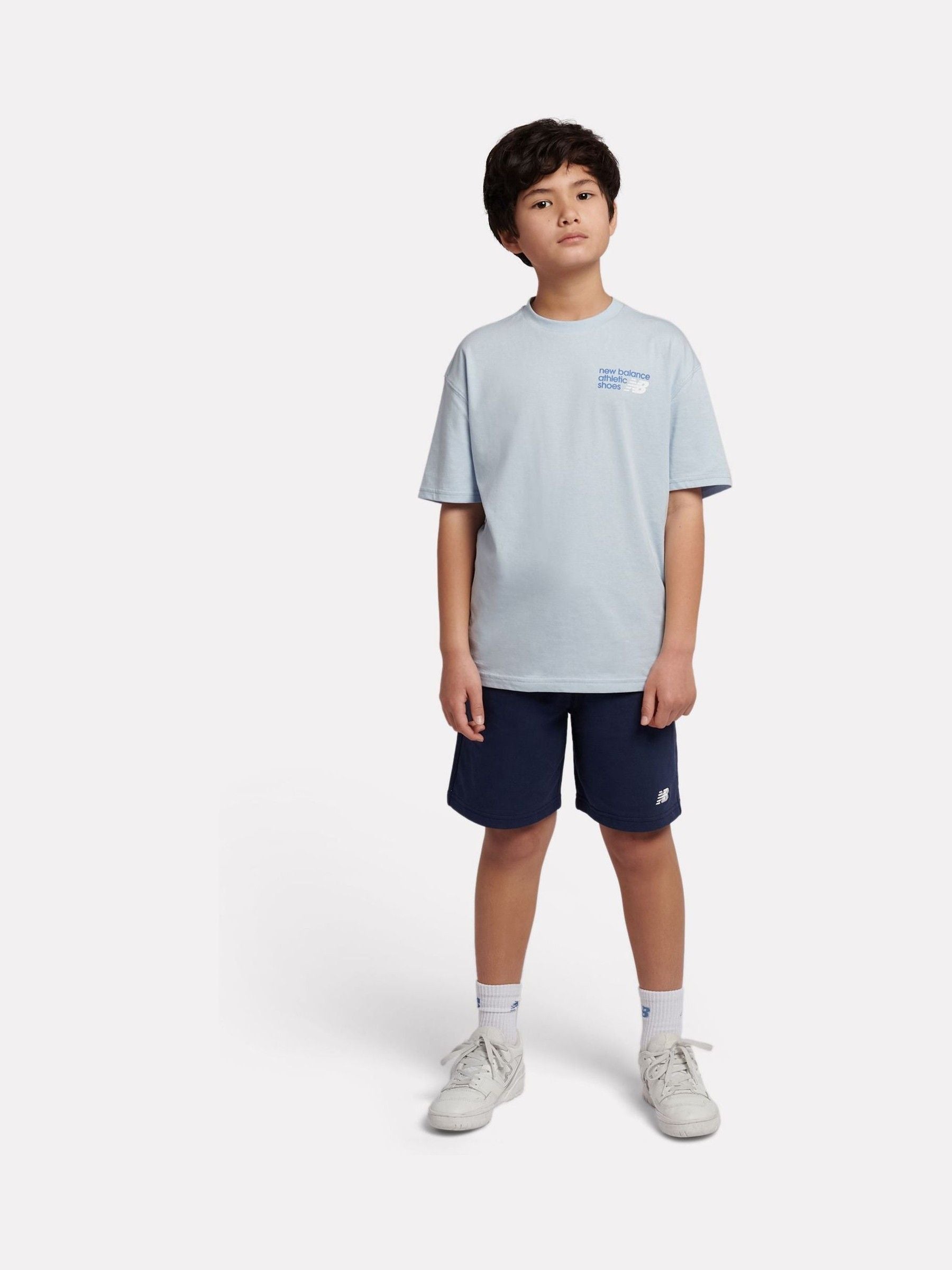 Dsiney Kidz - New Balance Light Blue French Terry Small Logo Cotton Shorts image 5