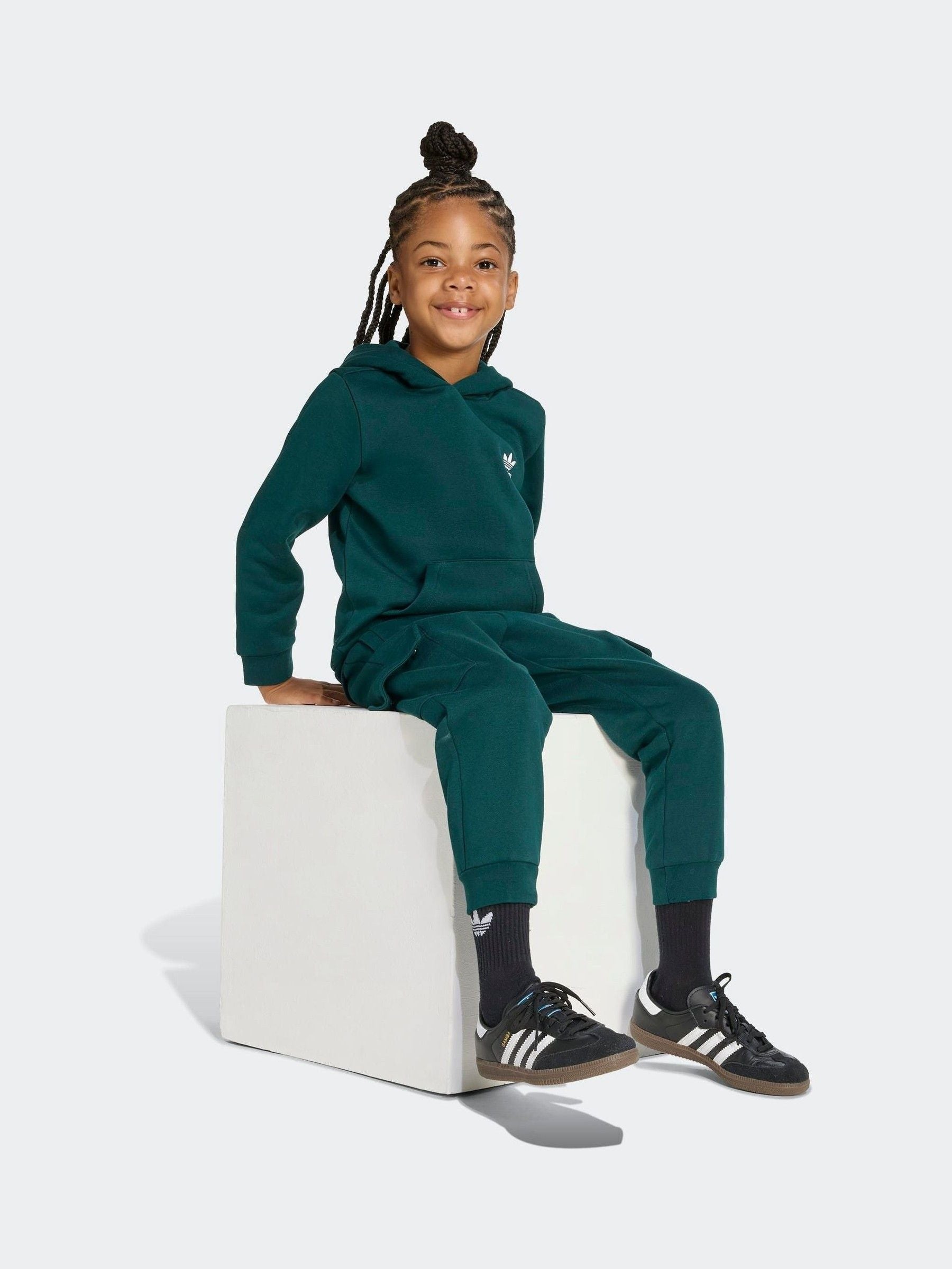 adidas Originals Green Little Kids Hoodie and Cargo Joggers Set image 3