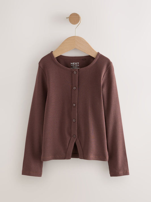 Dsiney Kidz - Chocolate Brown Long Sleeve Ribbed Cardigan (3-16yrs) image 1