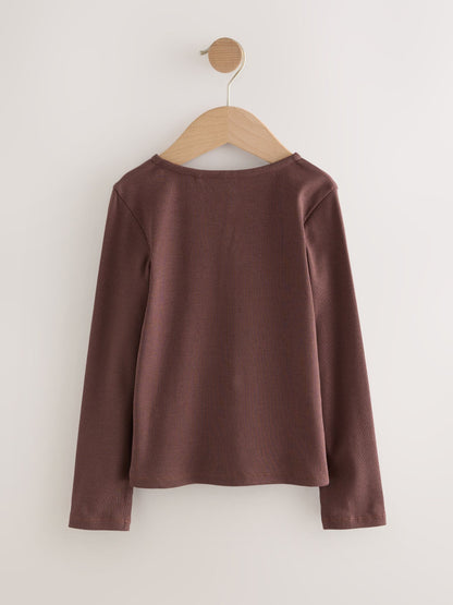 Dsiney Kidz - Chocolate Brown Long Sleeve Ribbed Cardigan (3-16yrs) image 2