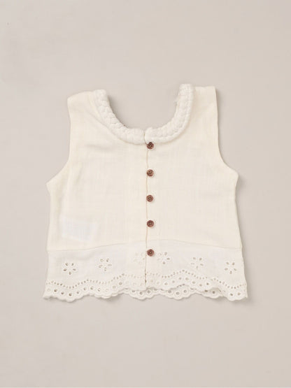 Dsiney Kidz - Miss White Broderie Crop Top Jeans And Bag Outfit Set image 3
