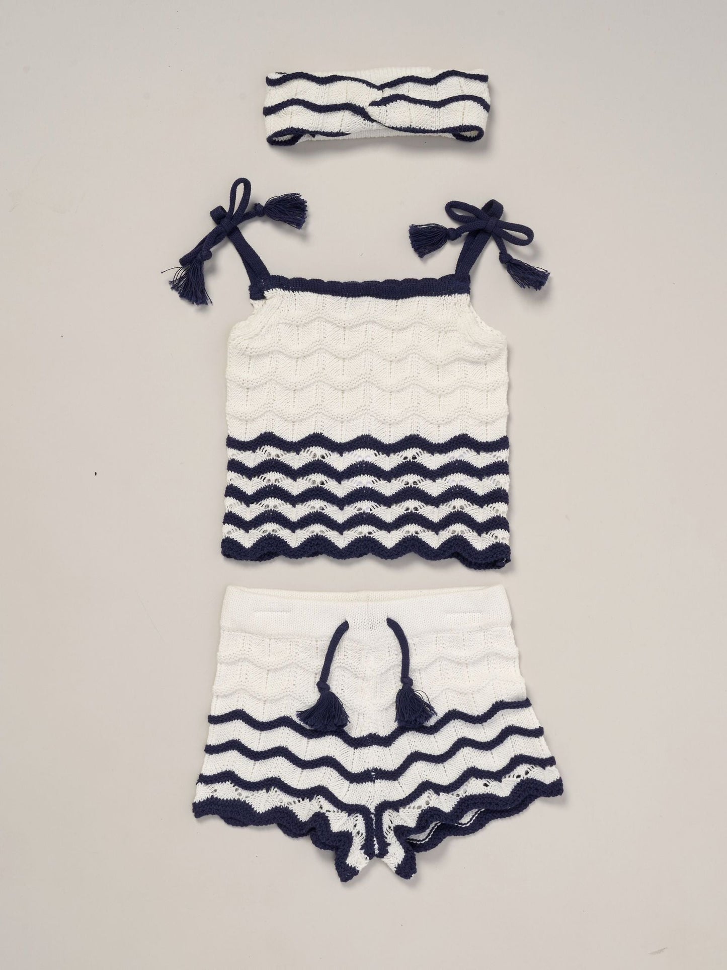 Miss Blue True Knit Top Shorts And Headband Outfit Set image 1