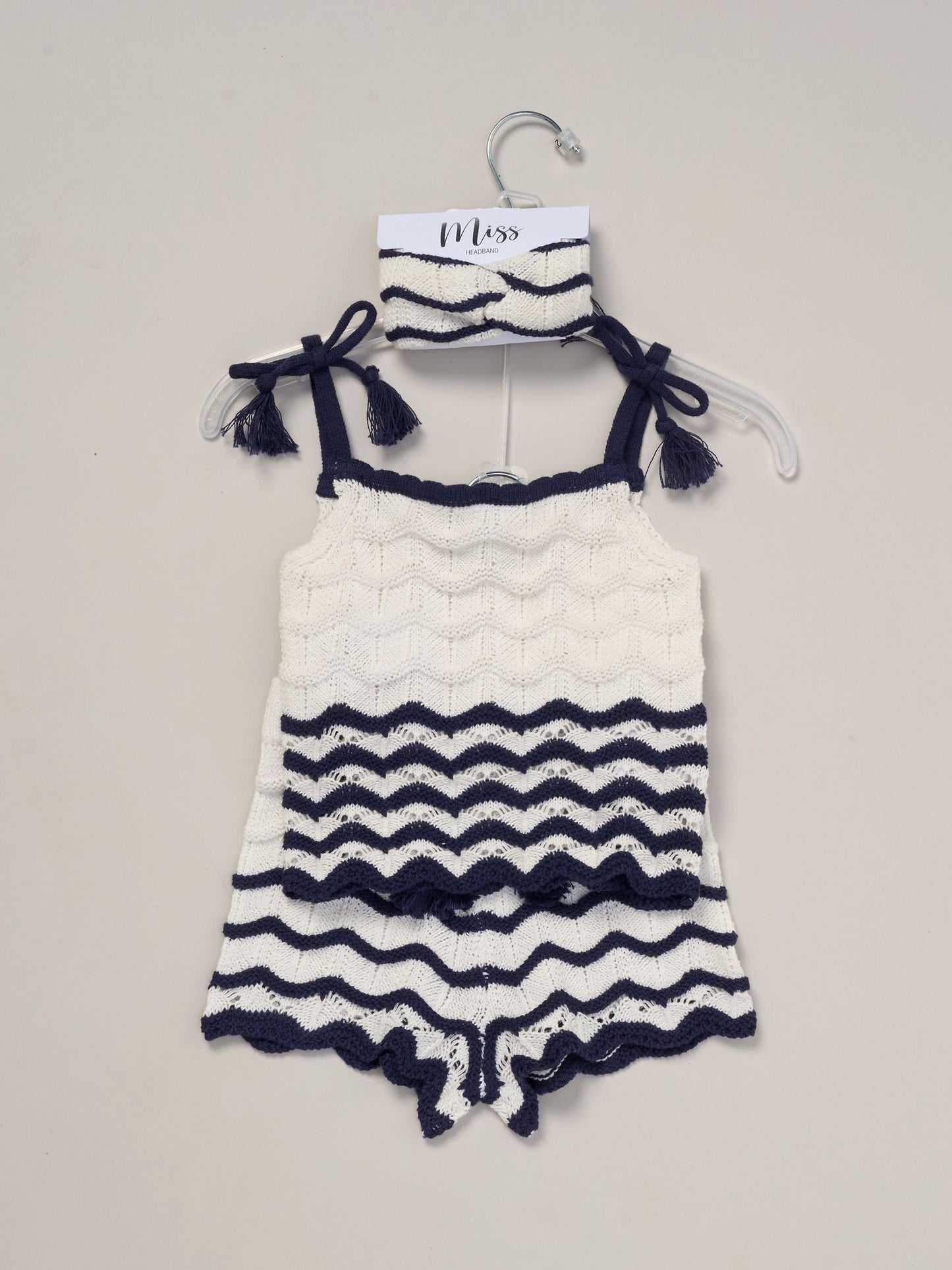 Miss Blue True Knit Top Shorts And Headband Outfit Set image 2