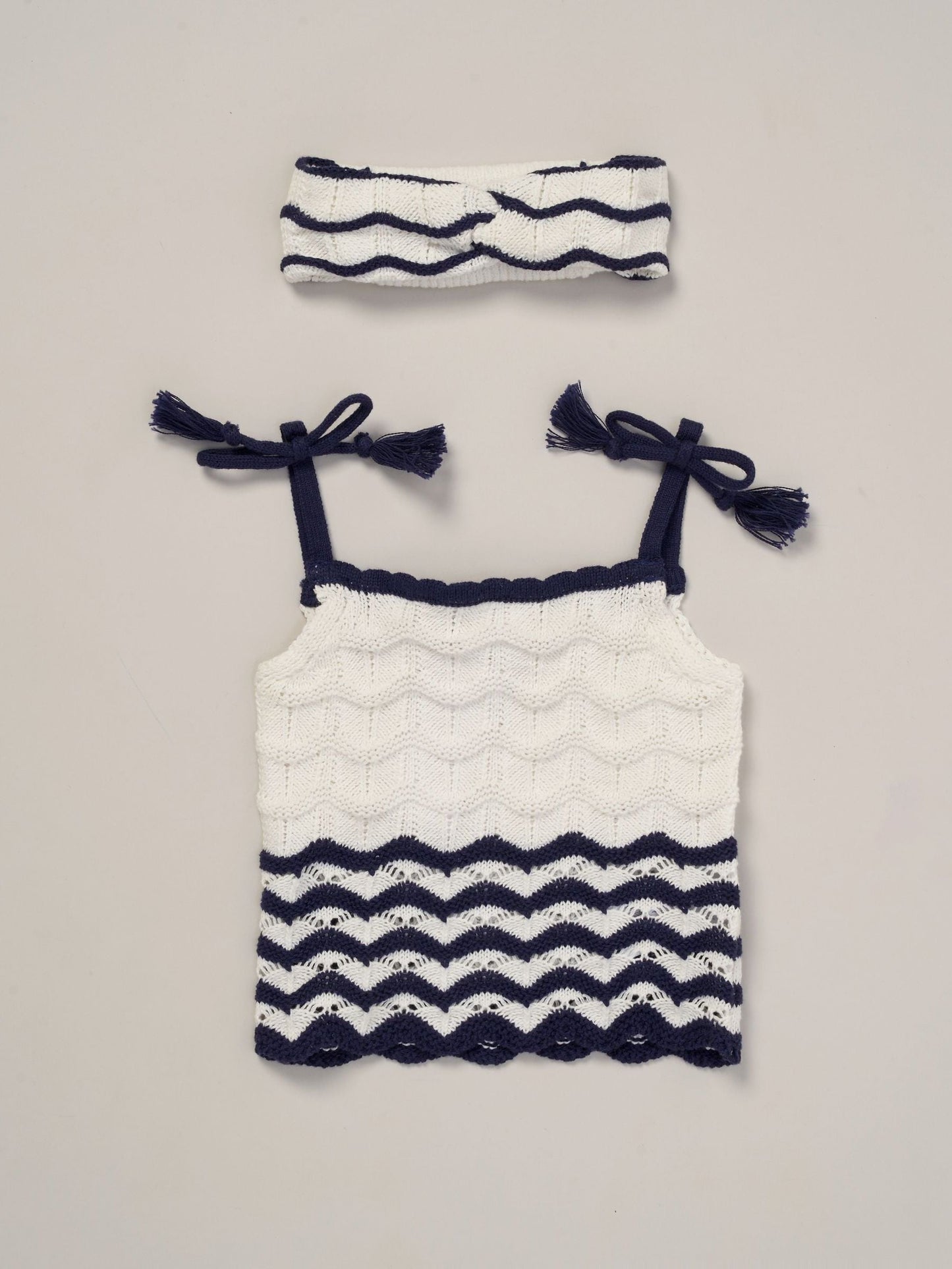 Miss Blue True Knit Top Shorts And Headband Outfit Set image 4