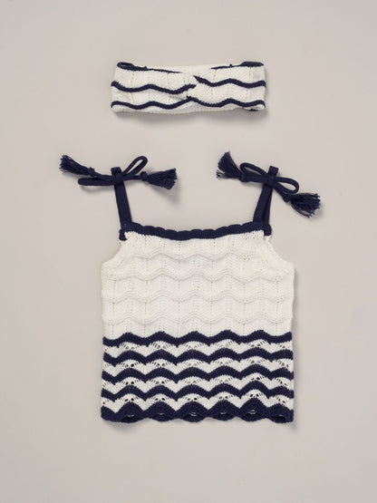 Miss Blue True Knit Top Shorts And Headband Outfit Set image 4
