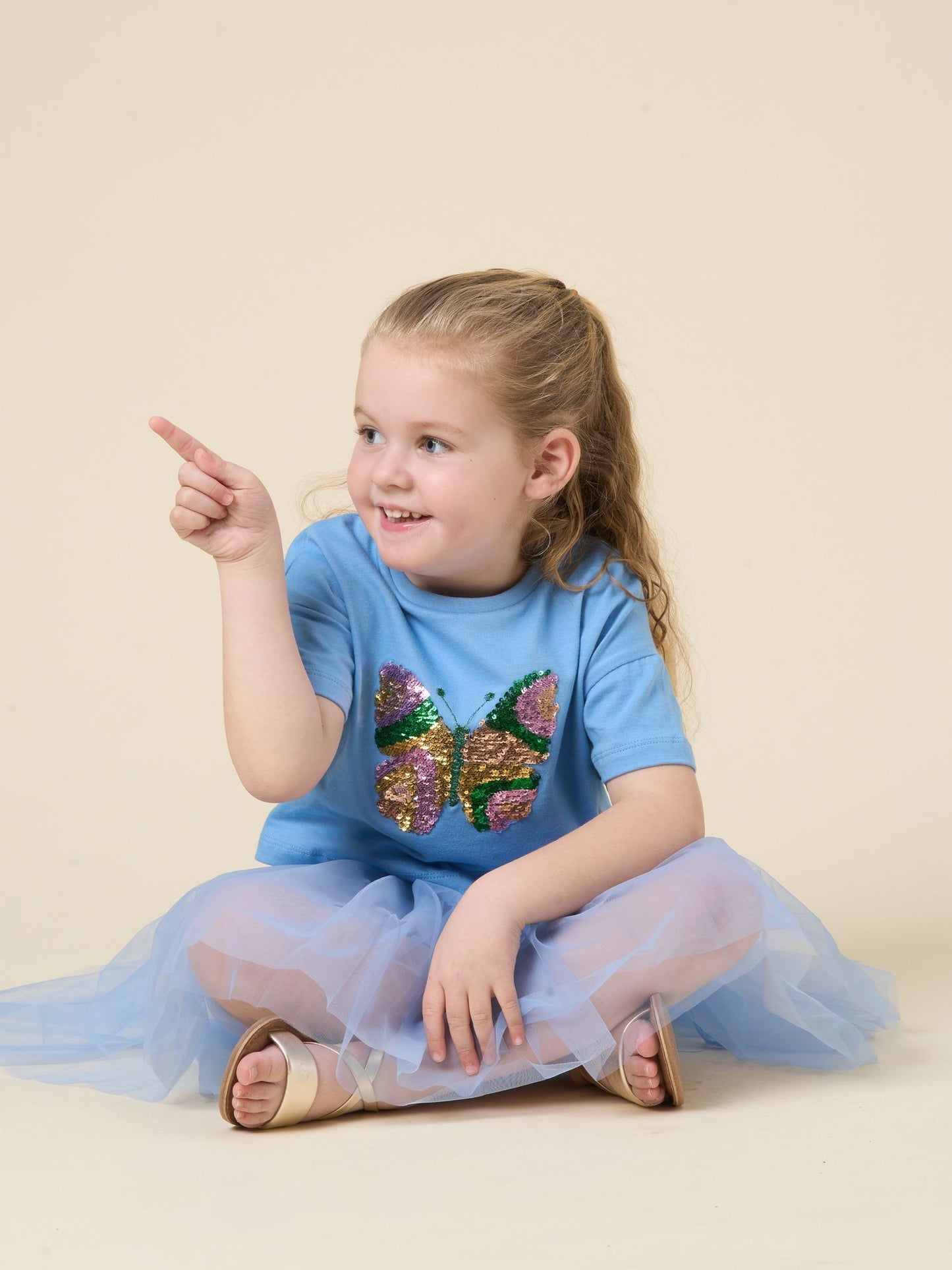 Miss Pale Blue Cropped Printed T-Shirt And Skirt Outfit Set image 2