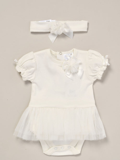 Dsiney Kidz - Rock-A-Bye Baby Boutique White Rose Ribbon Detail Tutu Bodysuit And Headband Outfit Set image 1