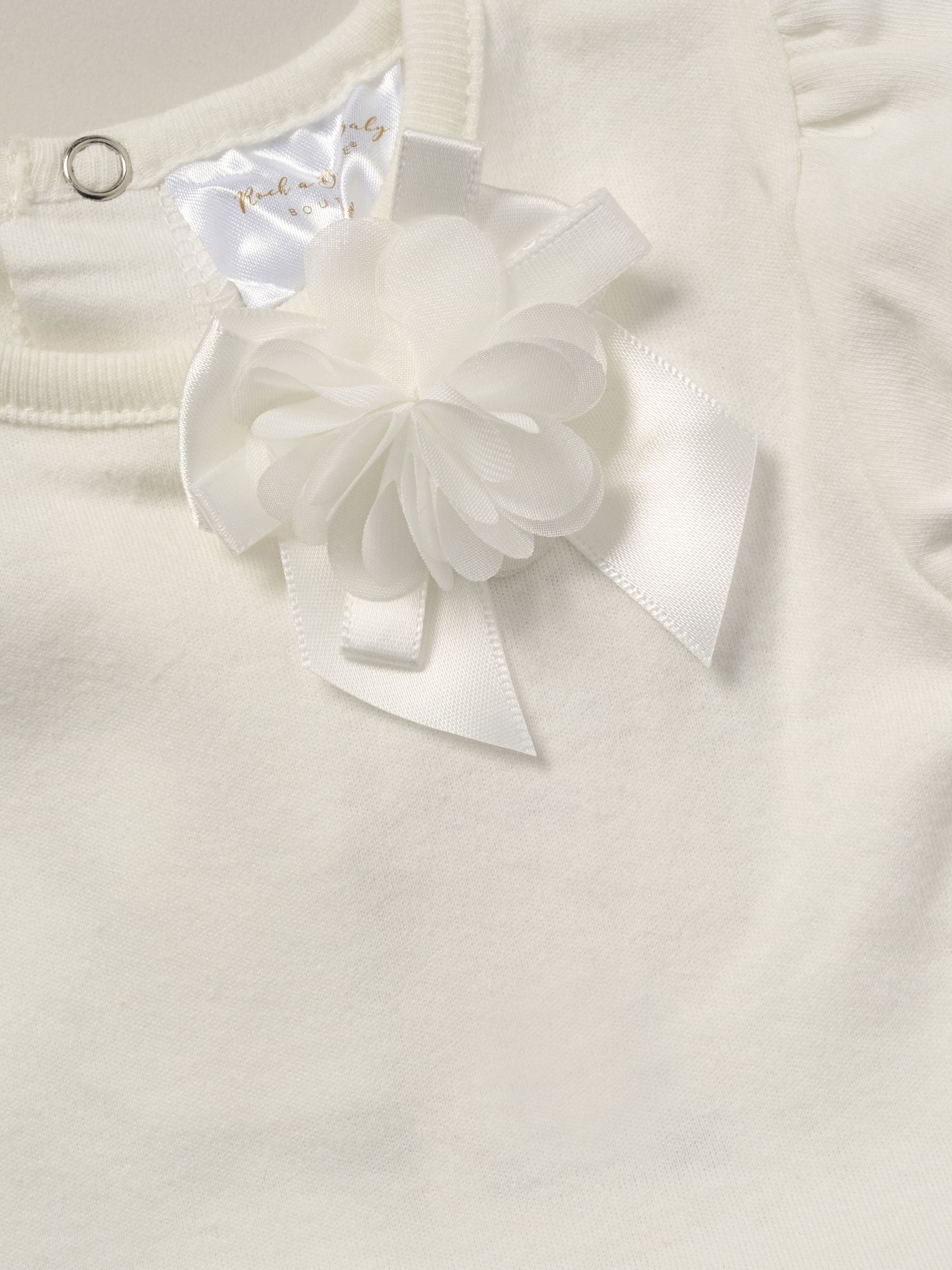 Rock-A-Bye Baby Boutique White Rose Ribbon Detail Tutu Bodysuit And Headband Outfit Set image 3