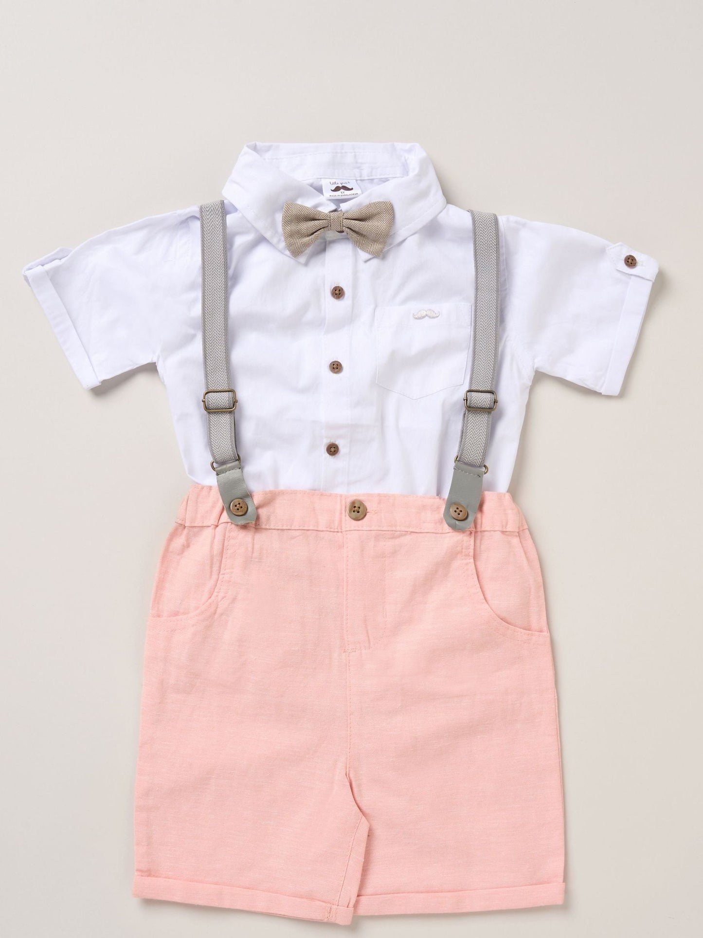 Little Gent Pink Shirt Shorts And Braces Outfit Set image 1