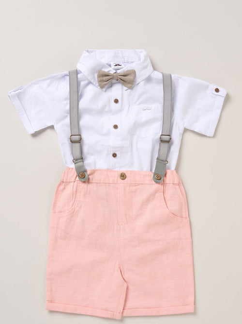 Little Gent Pink Shirt Shorts And Braces Outfit Set image 1