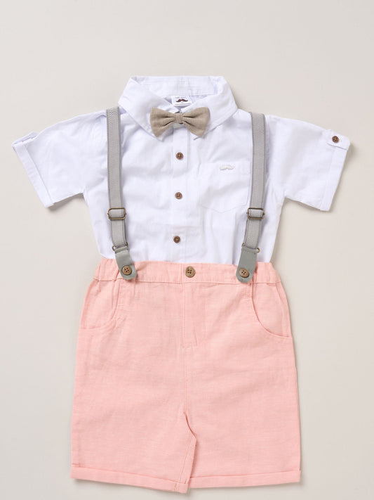 Little Gent Pink Shirt Shorts And Braces Outfit Set image 1