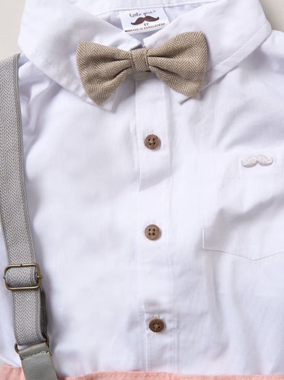 Little Gent Pink Shirt Shorts And Braces Outfit Set image 2