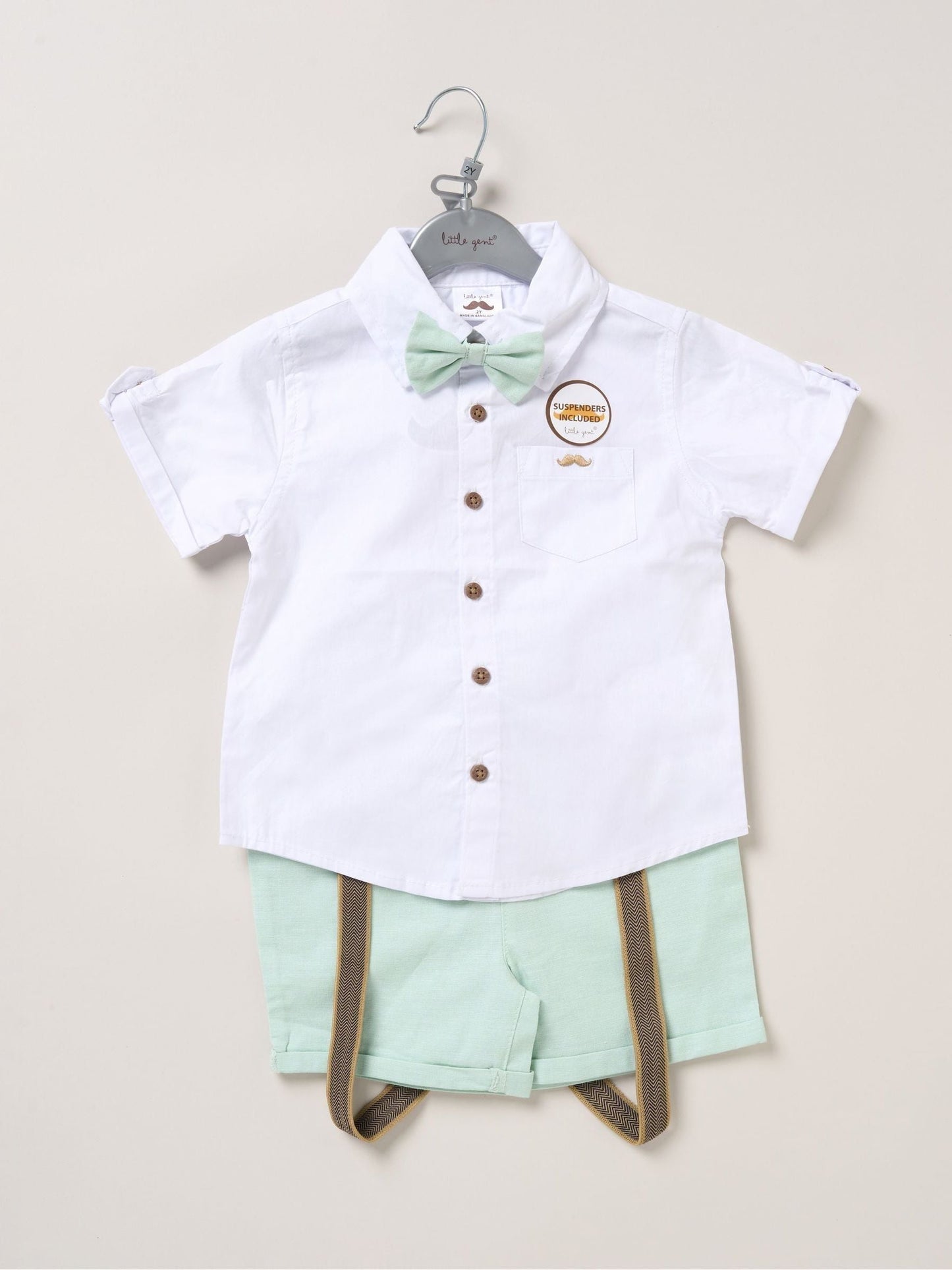 Dsiney Kidz - Little Gent Bodysuit Shirt Shorts and Braces Outfit Set image 1