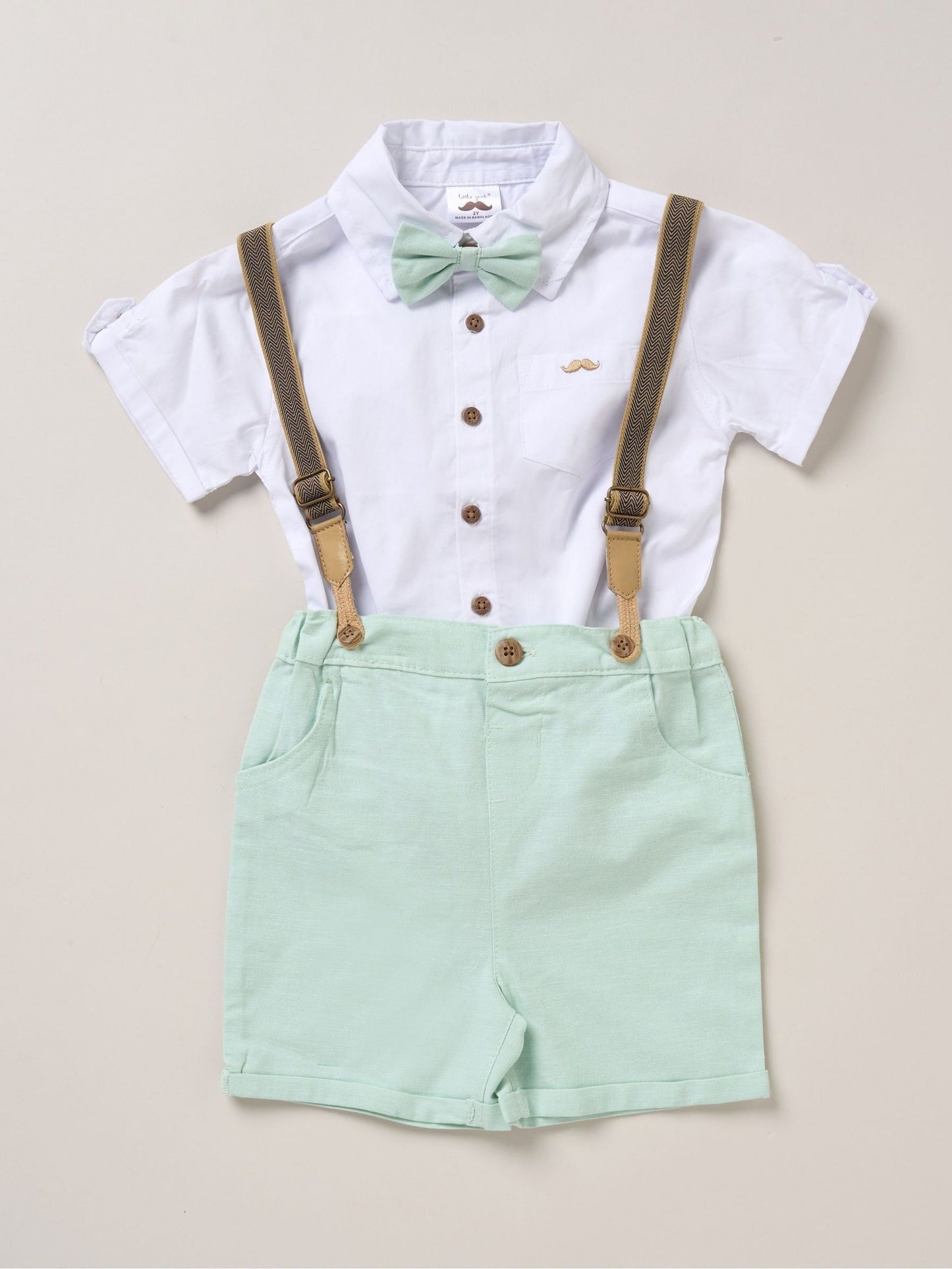 Dsiney Kidz - Little Gent Bodysuit Shirt Shorts and Braces Outfit Set image 2