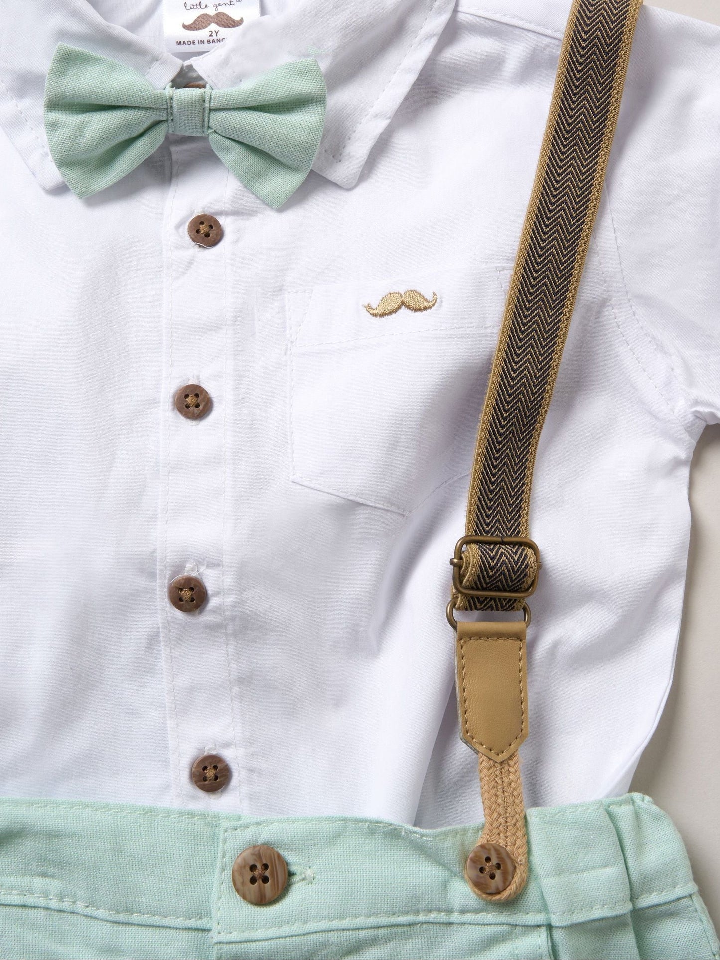Dsiney Kidz - Little Gent Bodysuit Shirt Shorts and Braces Outfit Set image 3