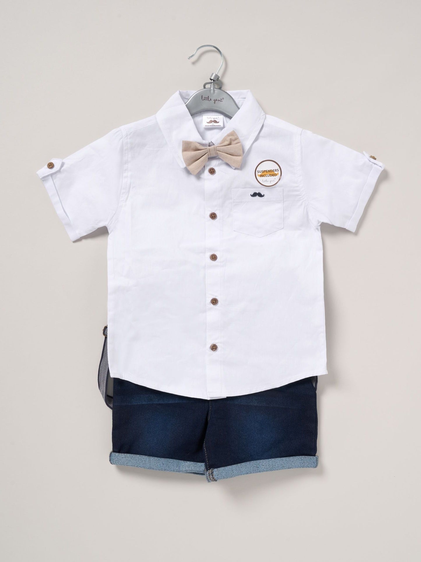 Little Gent Blue Shirt Shorts And Braces Outfit Set image 2