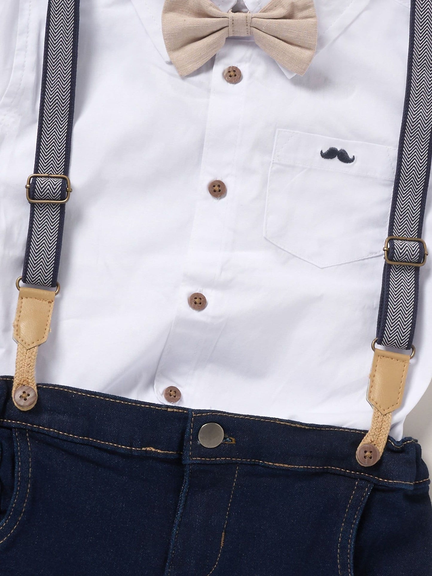Little Gent Blue Shirt Shorts And Braces Outfit Set image 4
