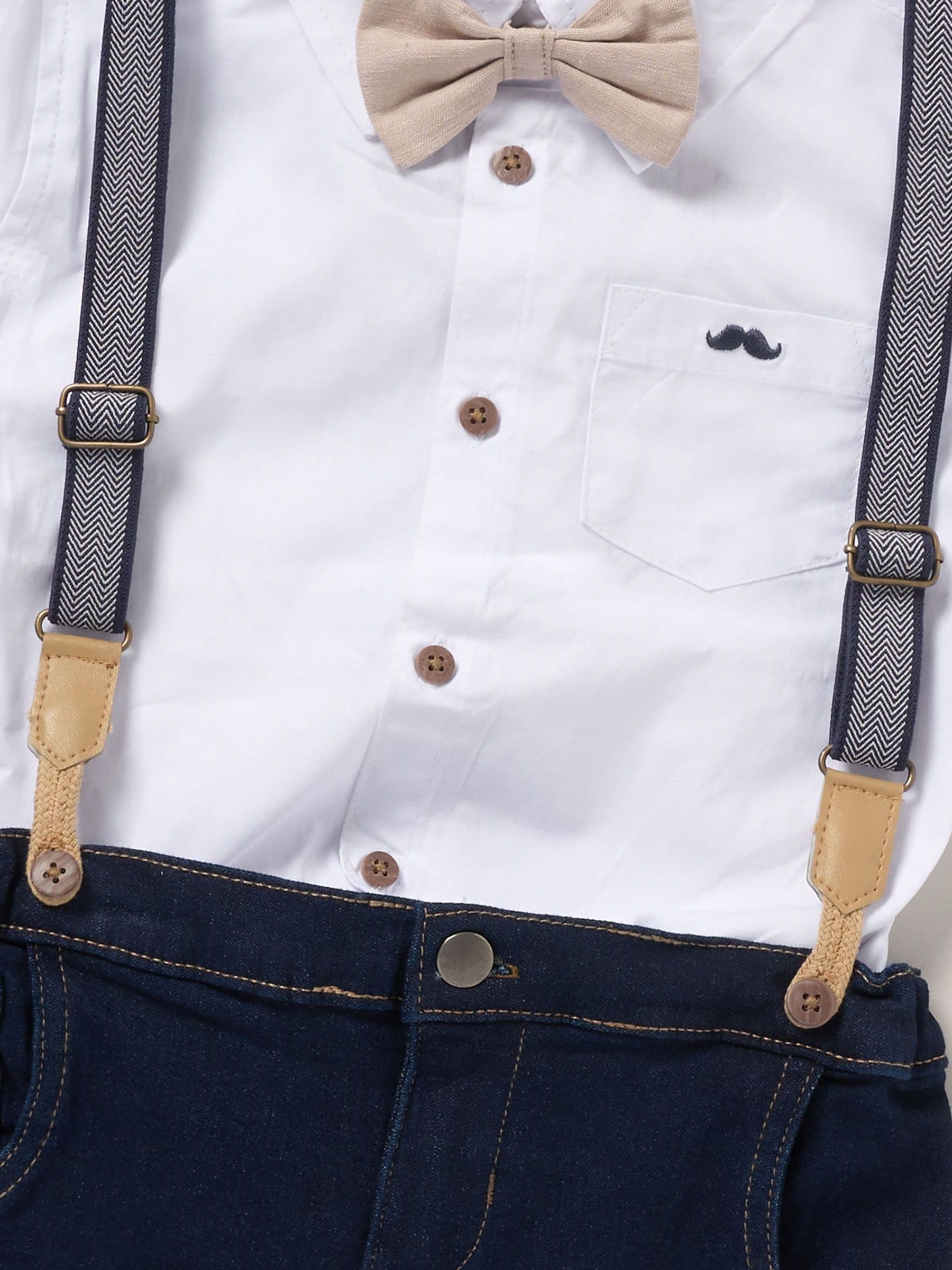 Little Gent Blue Shirt Shorts And Braces Outfit Set image 4