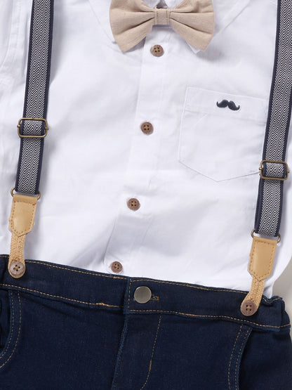 Little Gent Blue Shirt Shorts And Braces Outfit Set image 4