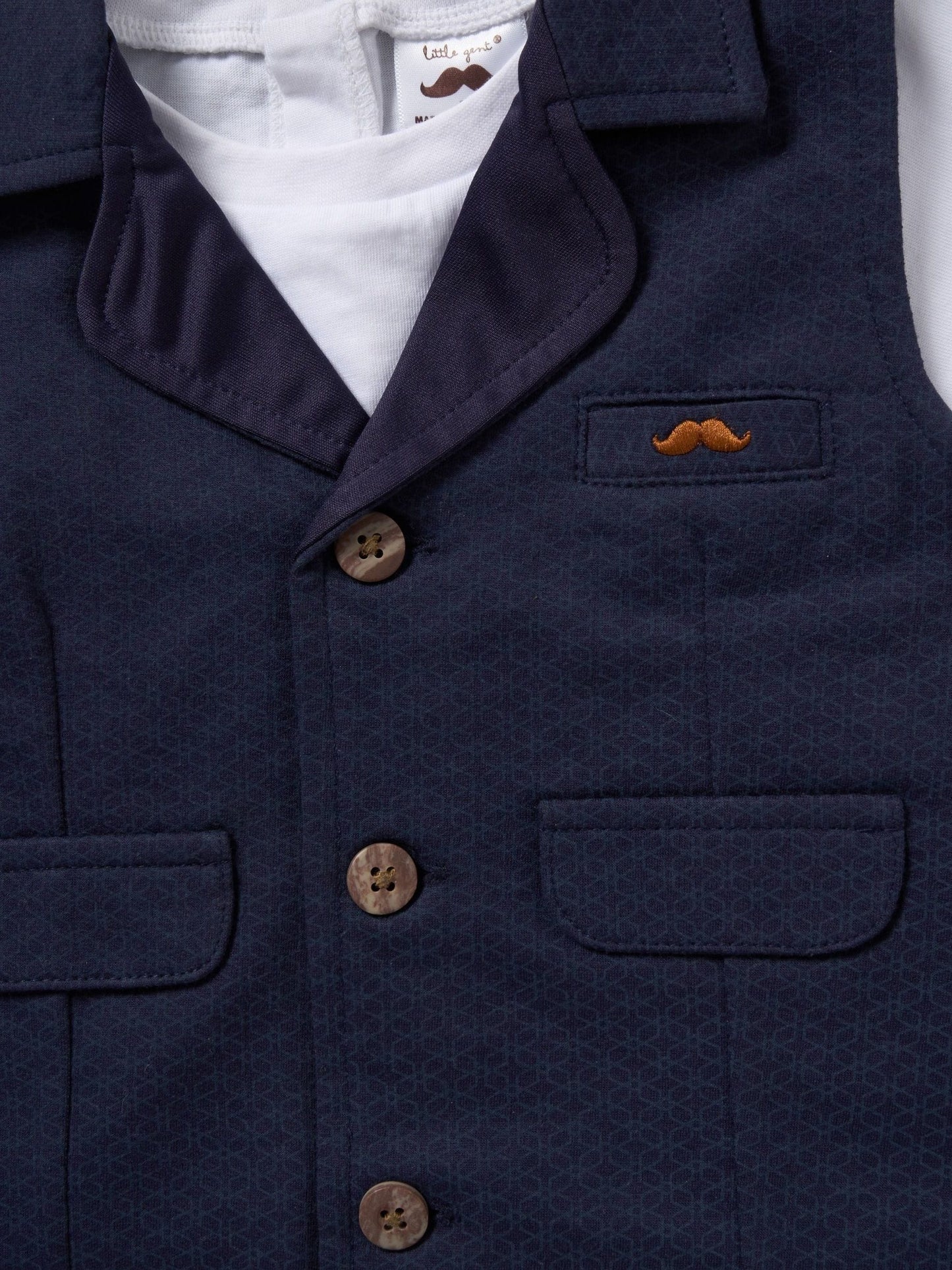 Little Gent Blue 100% Cotton Shirt Waistcoat Shorts Set image 2