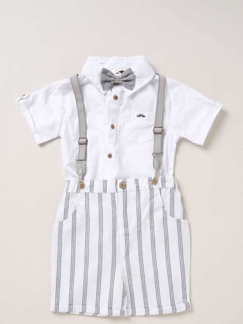 Dsiney Kidz - Little Gent White Shirt Shorts And Braces Outfit Set image 1