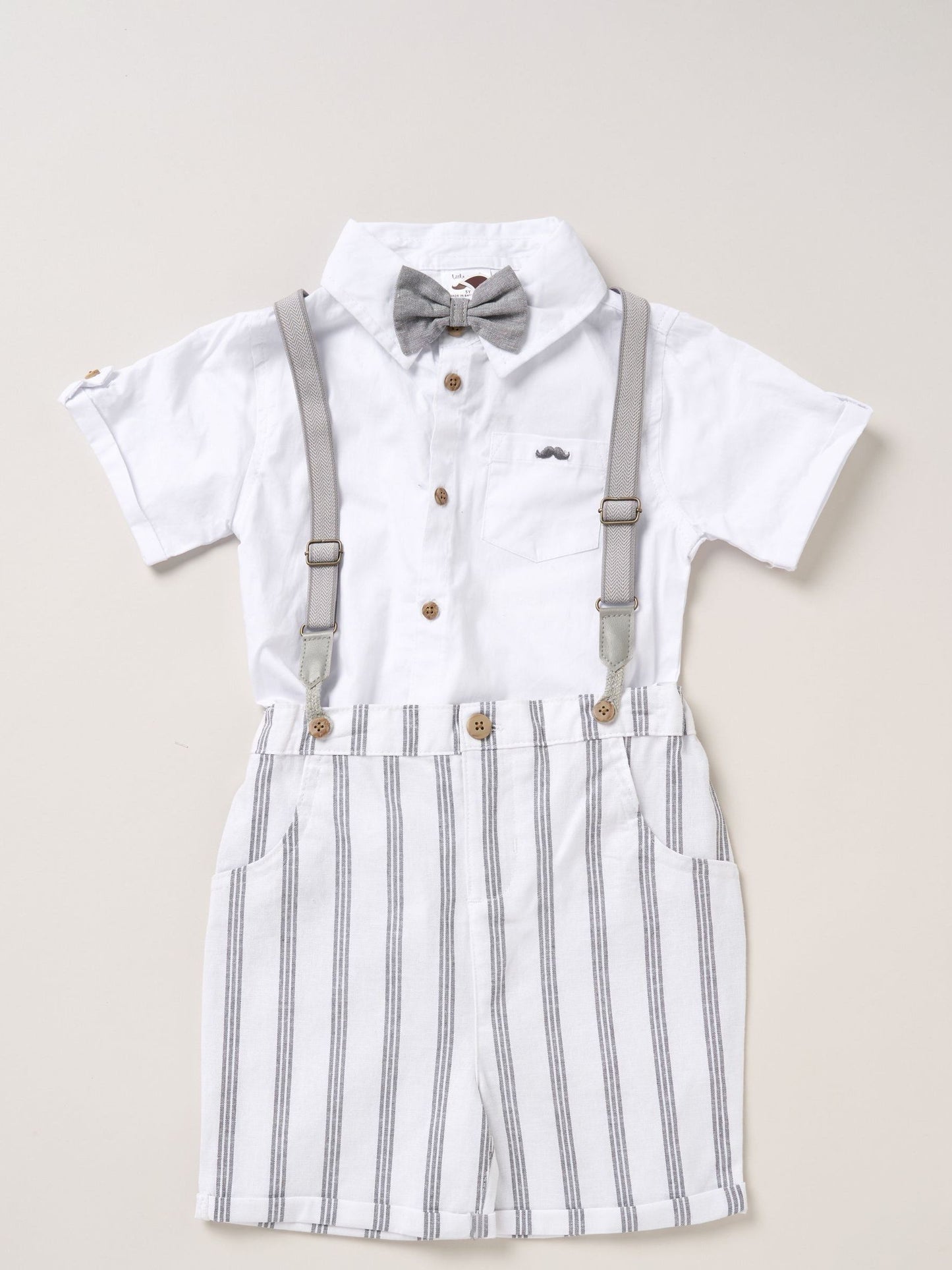Little Gent White Shirt Shorts And Braces Outfit Set image 1
