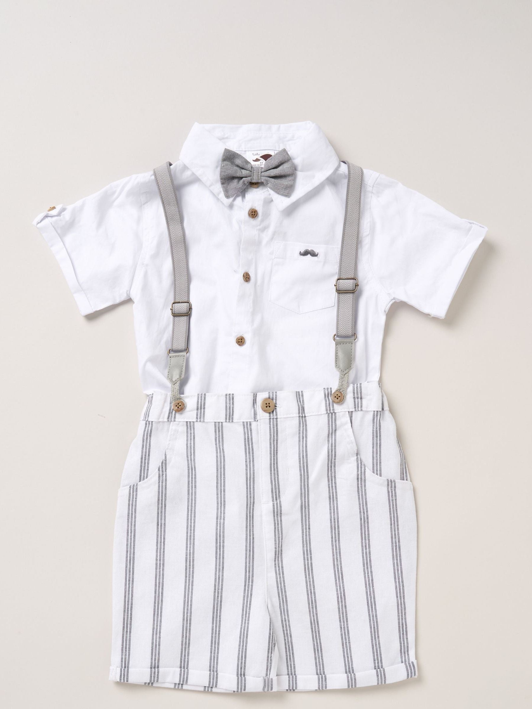 Little Gent White Shirt Shorts And Braces Outfit Set image 1