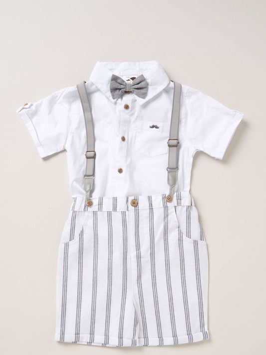 Little Gent White Shirt Shorts And Braces Outfit Set image 1