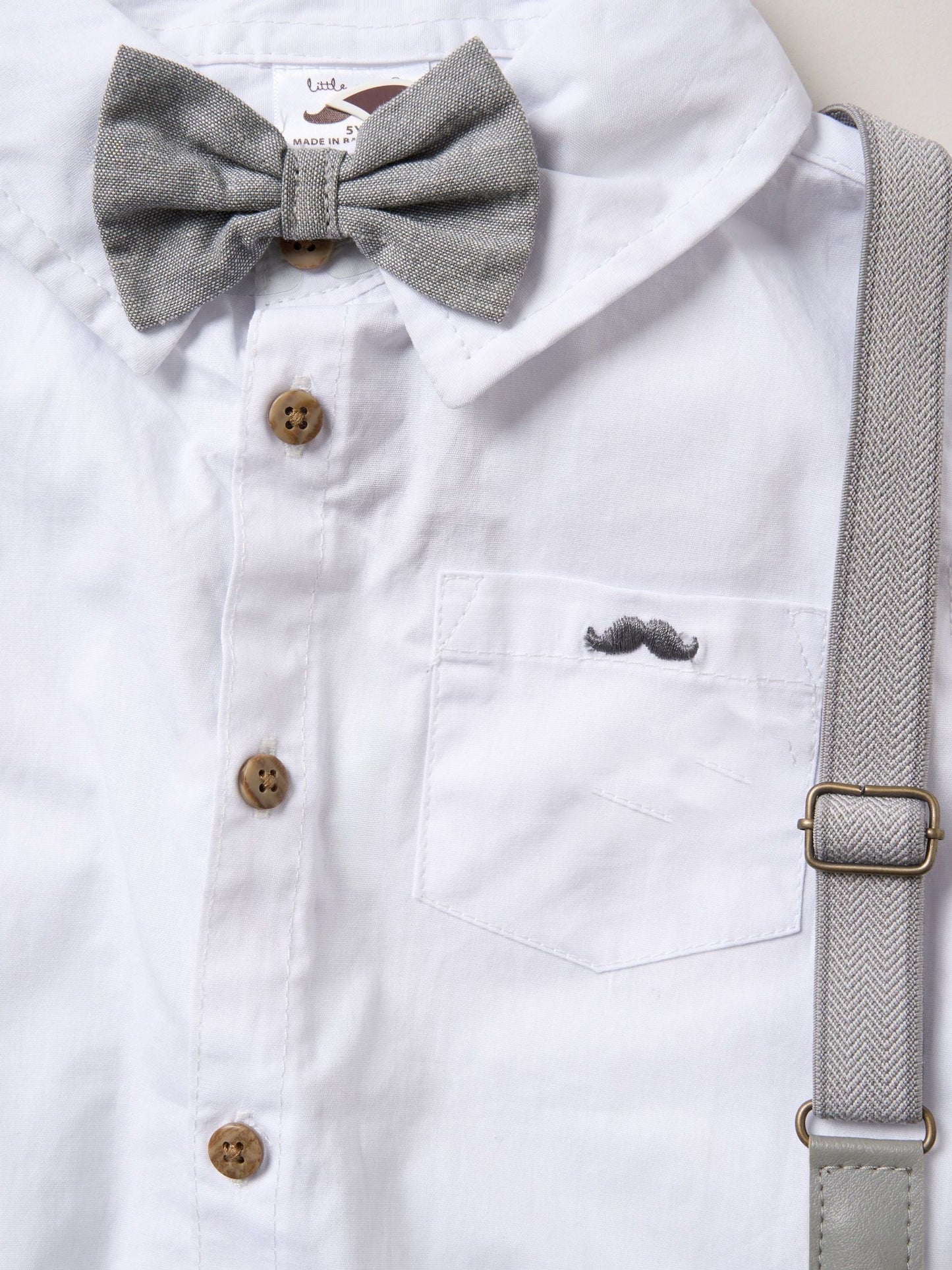 Little Gent White Shirt Shorts And Braces Outfit Set image 2