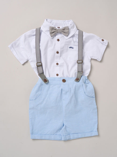 Dsiney Kidz - Little Gent Blue Shirt Shorts And Braces Outfit Set image 1