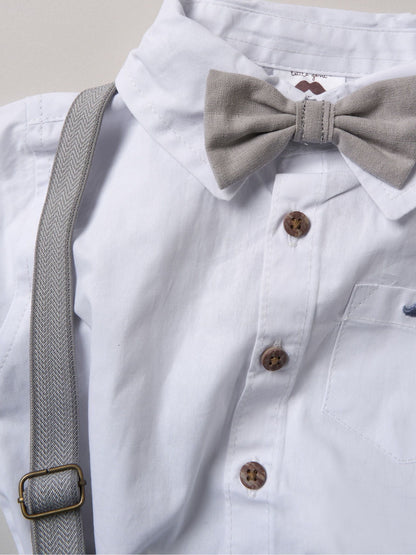 Little Gent Blue Shirt Shorts And Braces Outfit Set image 3