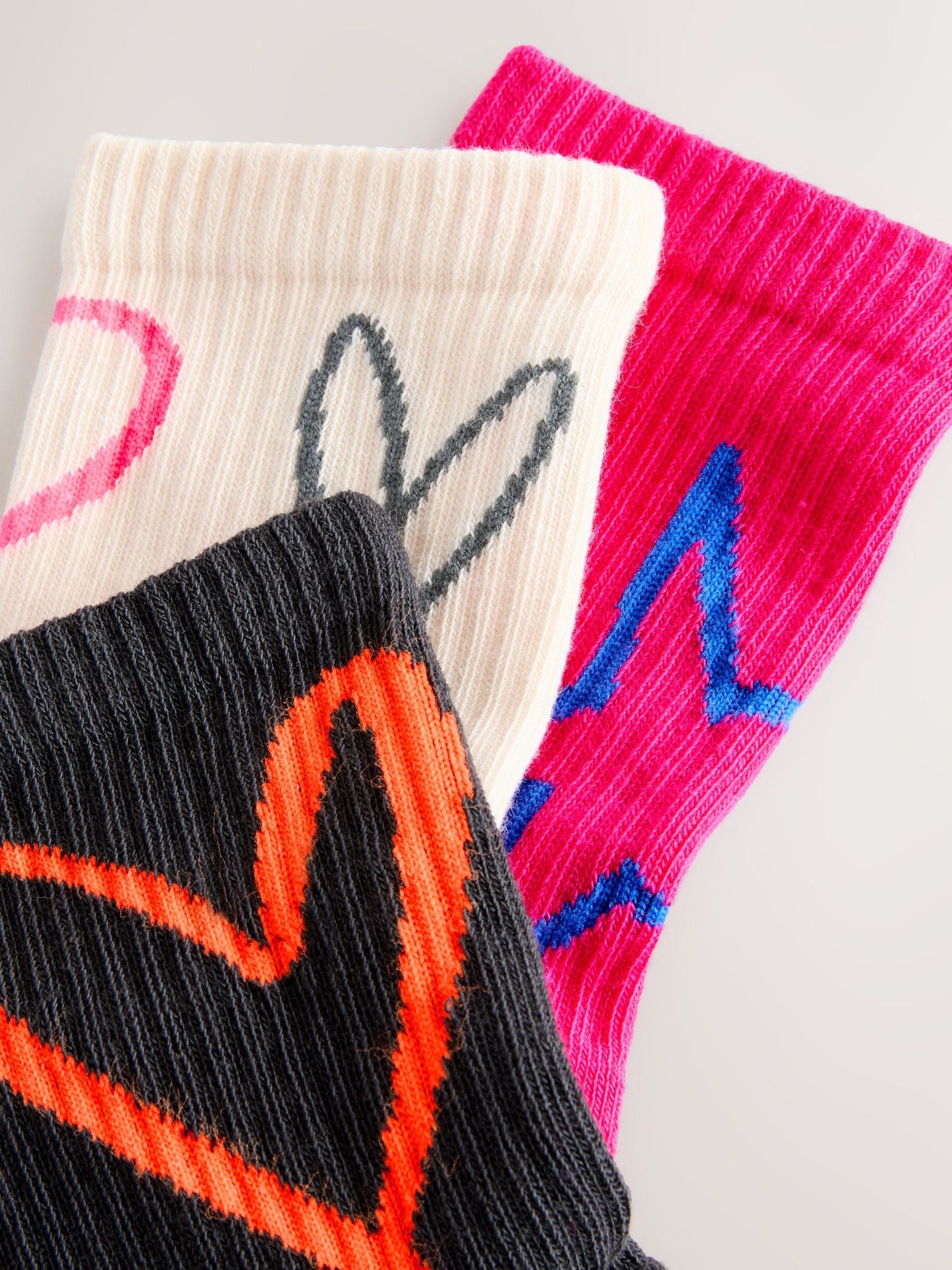 Pink Oatmeal and Charcoal Grey Cotton Rich Cushioned Sole  Ankle Socks 3 Pack image 2