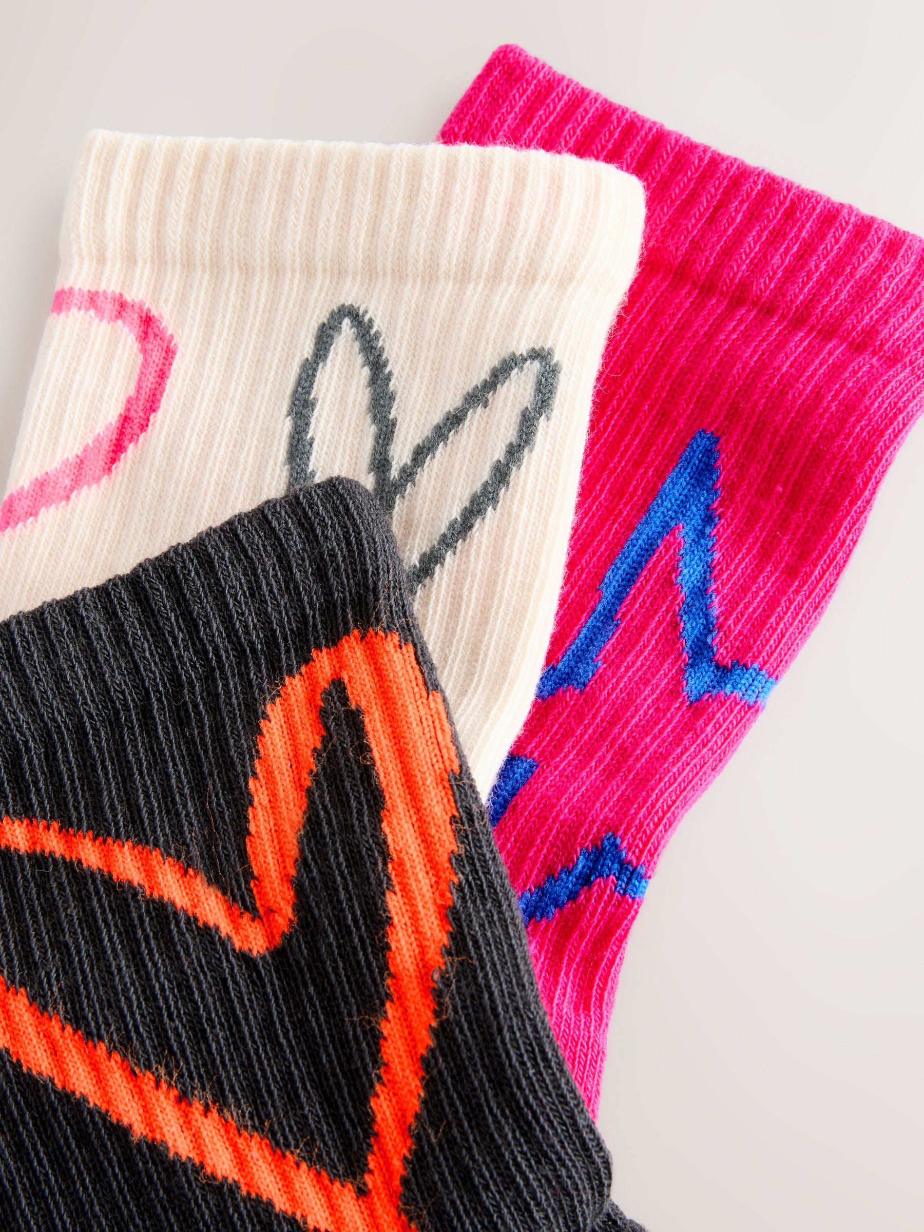Pink Oatmeal and Charcoal Grey Cotton Rich Cushioned Sole  Ankle Socks 3 Pack image 2