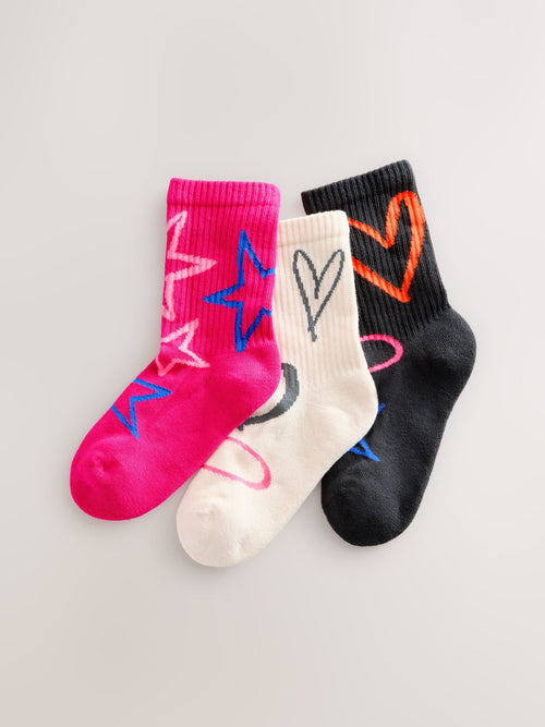 Pink Oatmeal and Charcoal Grey Cotton Rich Cushioned Sole Ankle Socks 3 Pack image 1