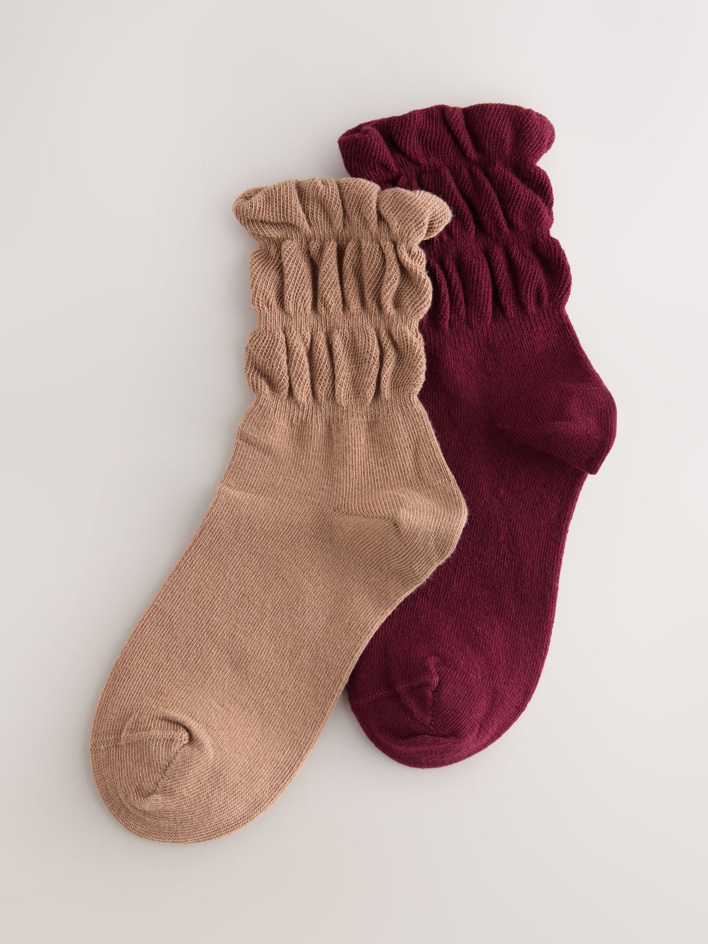 Burgundy Red and Tan Brown Slouchy Ankle Socks 2 Pack image 1