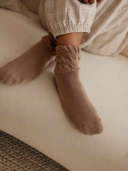 Burgundy Red and Tan Brown Slouchy Ankle Socks 2 Pack image 4