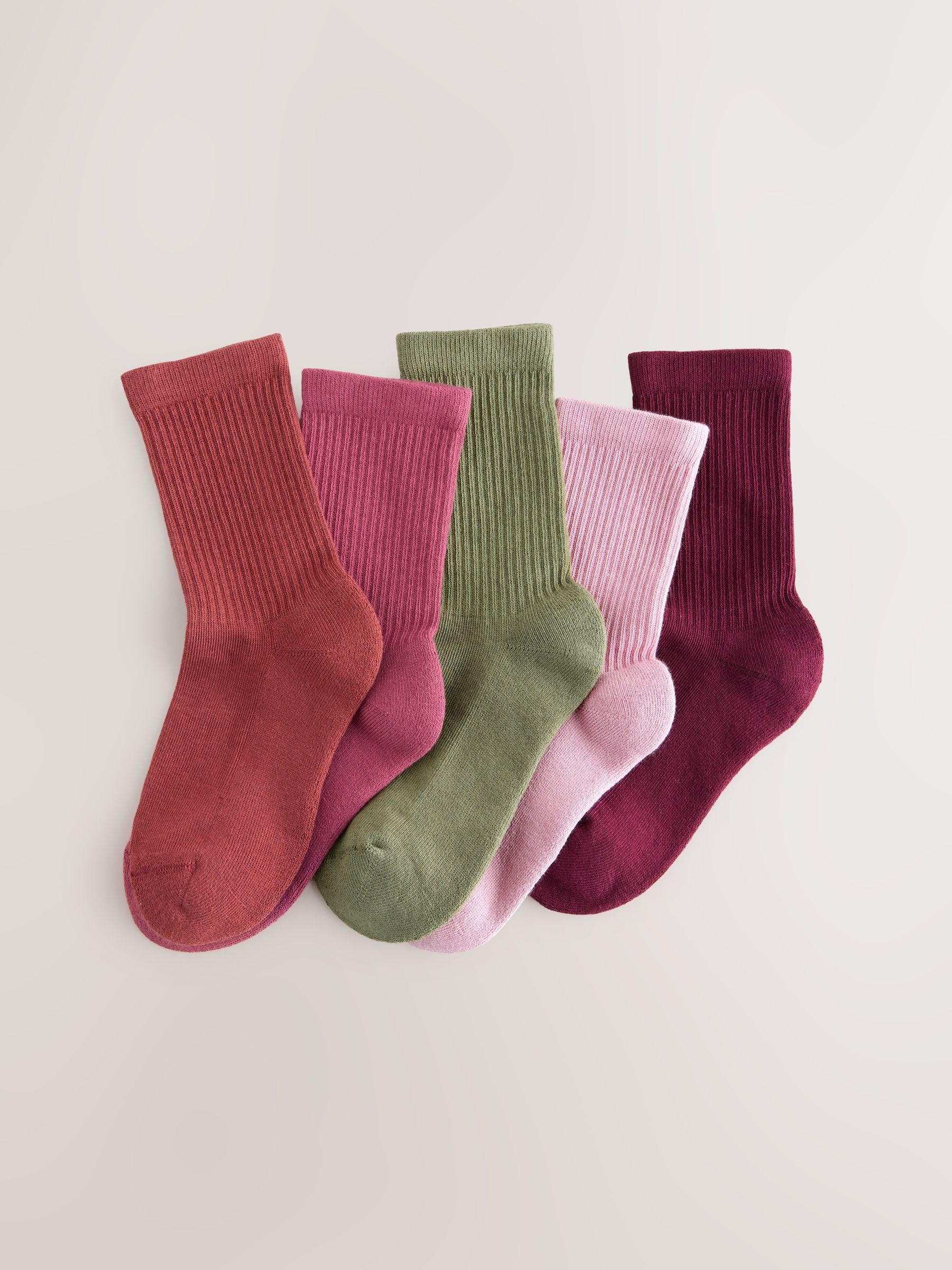 Multi Cotton Rich Ribbed Ankle Socks 5 Pack image 1