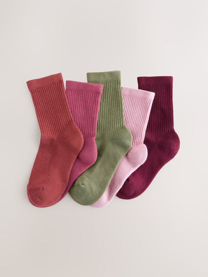 Multi Cotton Rich Ribbed Ankle Socks 5 Pack image 1