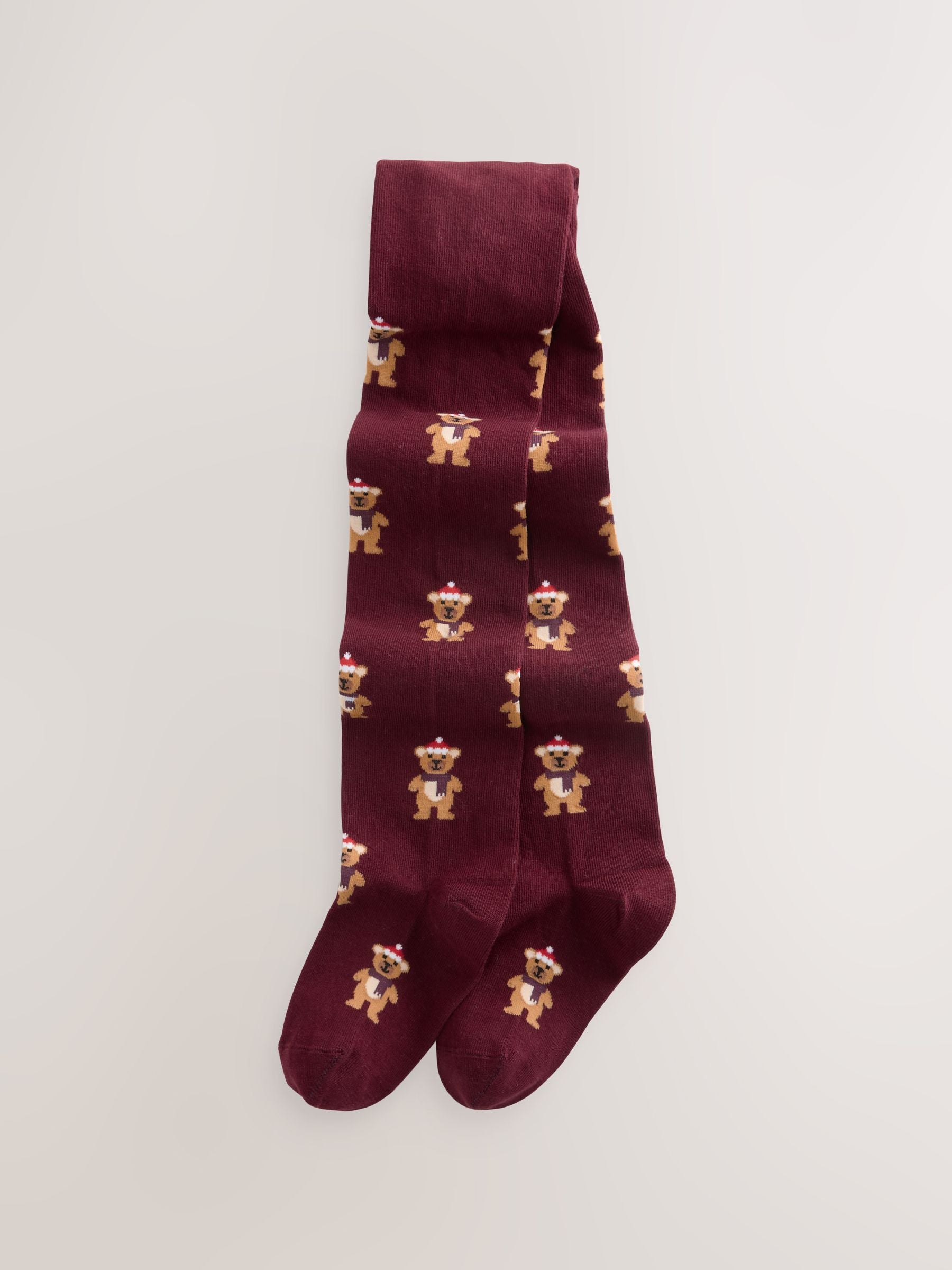 Burgundy Red Cotton Rich Christmas Tights image 1