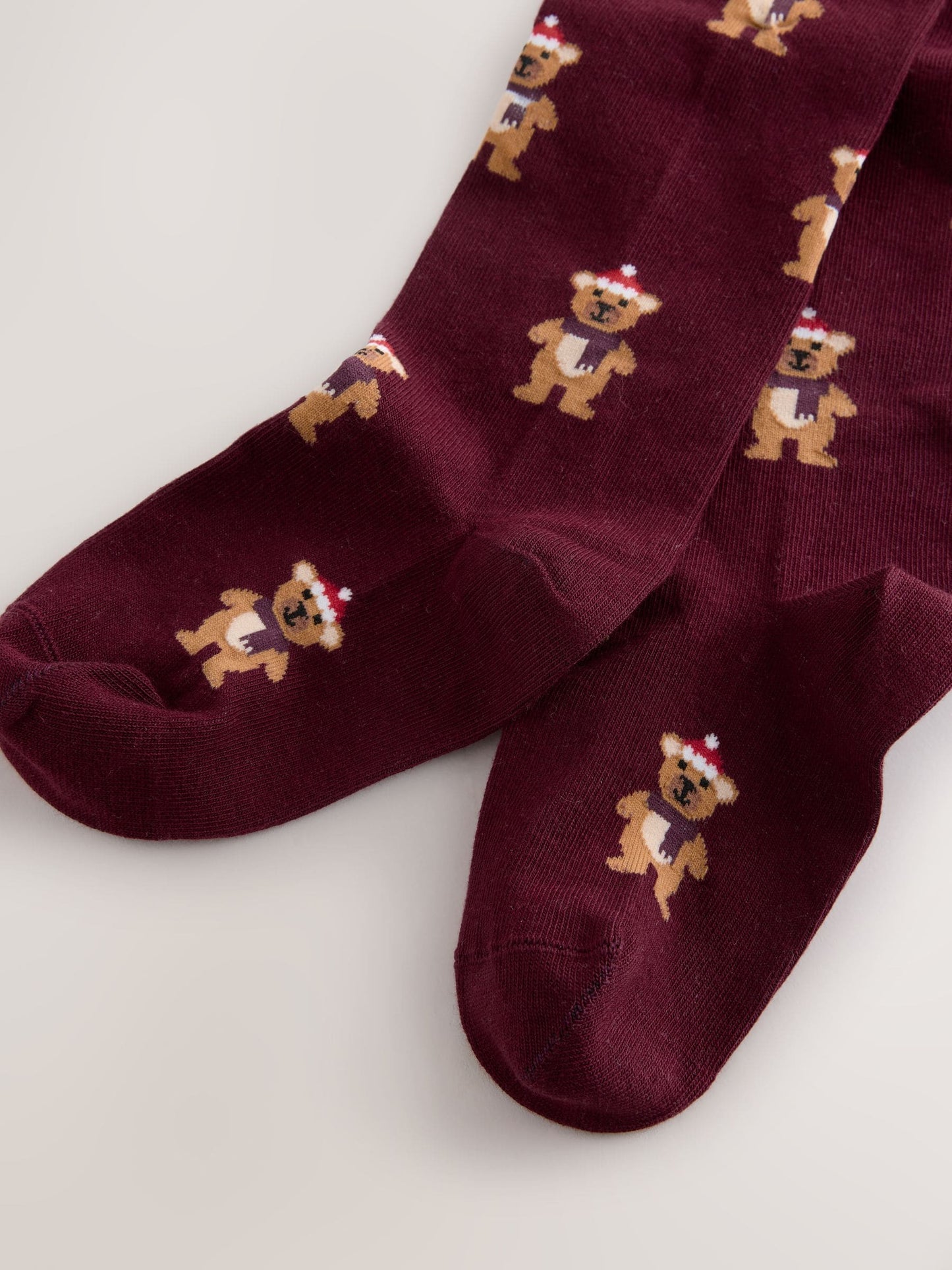 Burgundy Red Cotton Rich Christmas Tights image 3