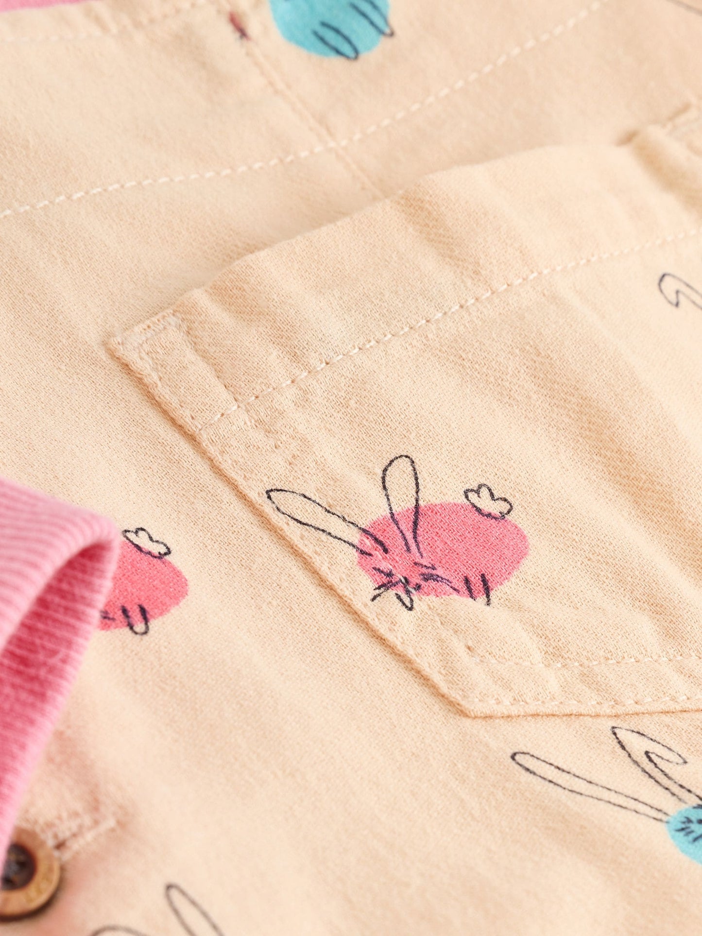 Cream/Pink Rabbit Baby Dungaree and Bodysuit Two Piece Set (0mths-3yrs)