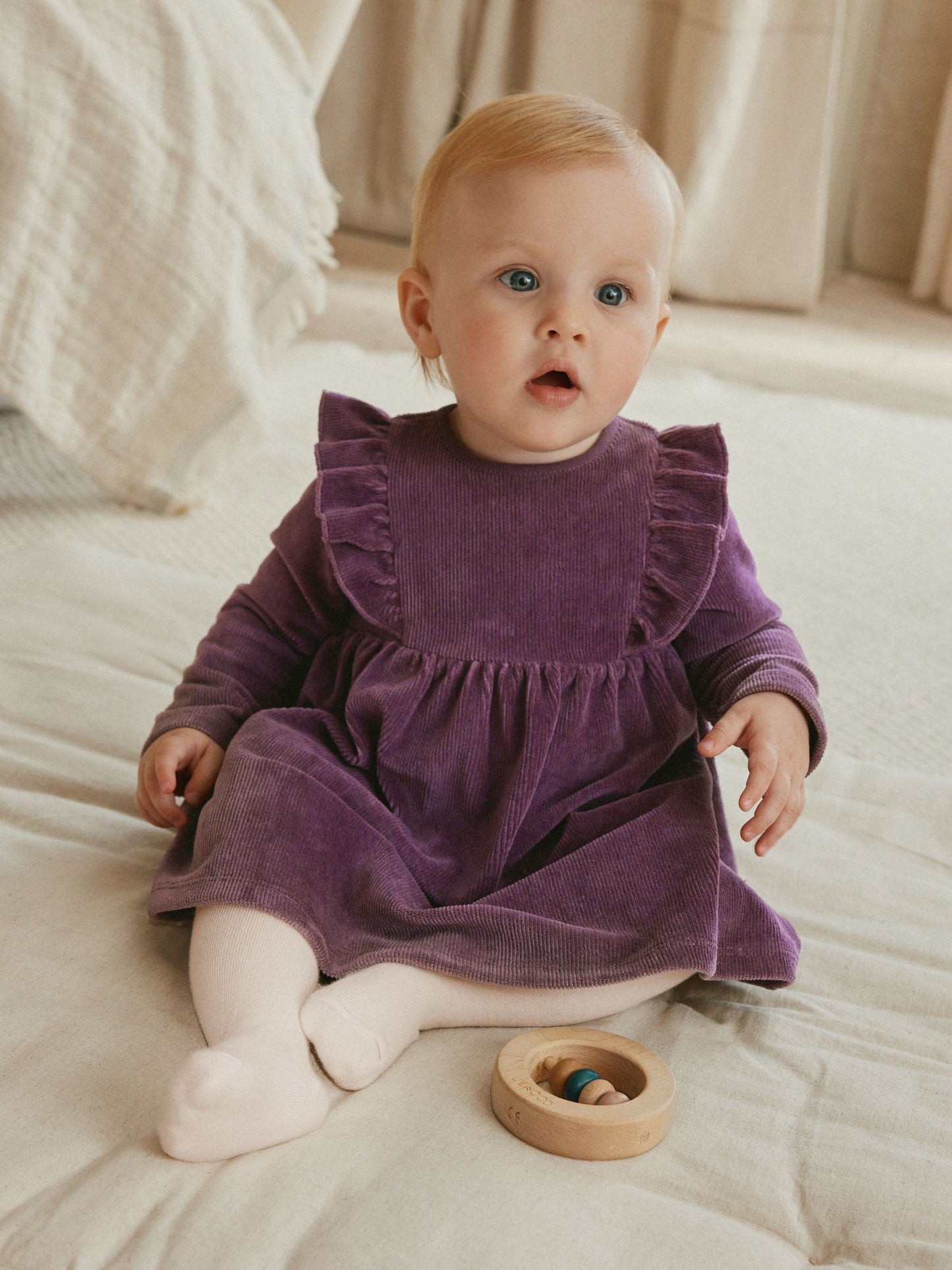 Purple Baby Long Sleeve Velour Dress and Tights Set 2 Piece (0mths-2yrs)